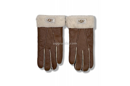UGG Перчатки Кожаные Женские Коричневые