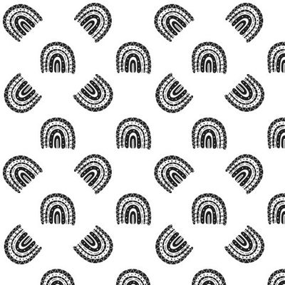 Бохо радуга в скандинавском стиле. Черно-белый узор