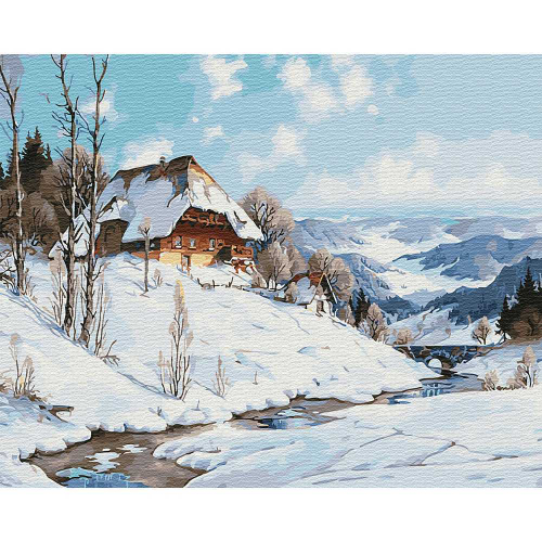 Картина по номерам «Зимний Дом у Реки» GX31641