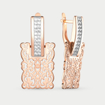 Длинные серьги для женщин из розового золота 585 пробы с фианитами (арт. РСд3365)