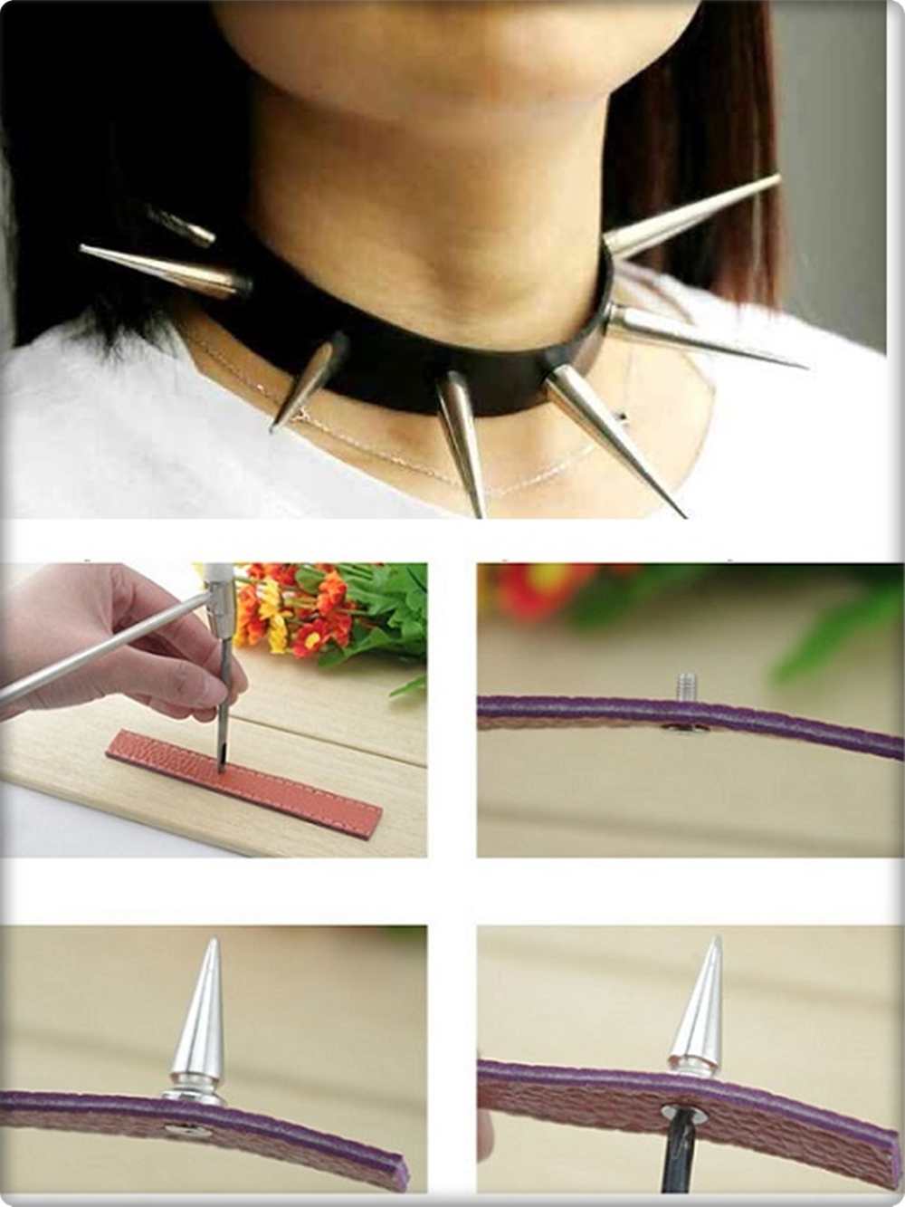 Шипы конусные 40х6мм на винте для декора браслетов, чокеров.