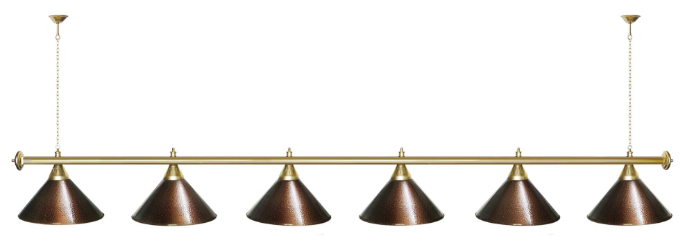 Лампа STARTBILLIARDS 6 пл. (плафоны золотые,штанга золотая,фурнитура золото)