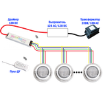 Преобразователь напряжения с дист.упр. Drv360, RGB 4 пр., 216Вт, 12В DC, пульт