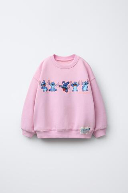ZARA ТОЛСТОВКА С ПРИНТОМ LILO & STITCH © DISNEY, СВЕТЛАЯ МАЛЬВА