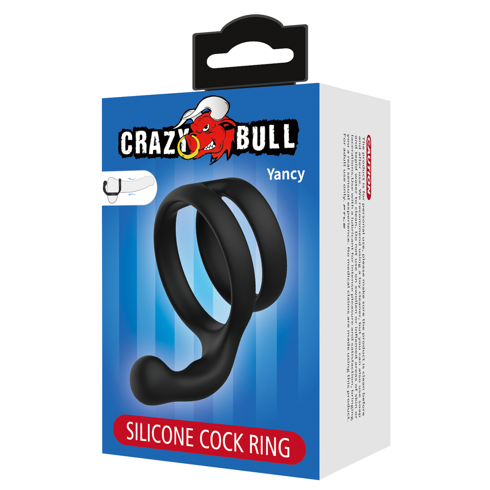 Эрекционное кольцо двойное из силикона растягивающееся черное CRAZY BULL BI-210231