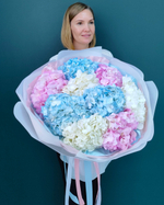Большой ВАУ-букет из воздушной гортензии микс,9 веток(00264)