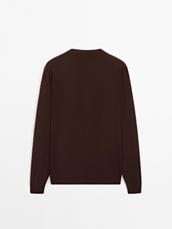 Massimo Dutti Свитер из смесовой шерсти с круглым вырезом, бордо