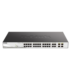 D-Link PROJ Smart L2 Switch 24х1000Base-T PoE, 4хCombo 1000Base-T/SFP, PoE Budget 193W, Compact CLI