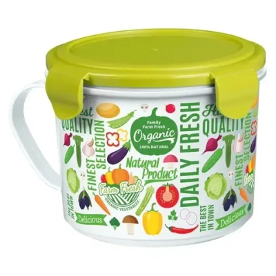 КОНТЕЙНЕР-КРУЖКА ДЛЯ ХОЛОДИЛЬНИКА И МИКРОВОЛНОВОЙ ПЕЧИ TAKE&GO С ДЕКОРОМ 0,85 Л (Бесцветны