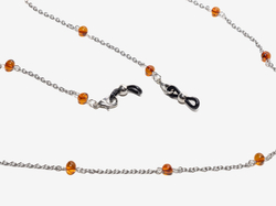 Держатель для очков с цельным янтарем, длина 70 см. Цепочка для очков натуральный камень