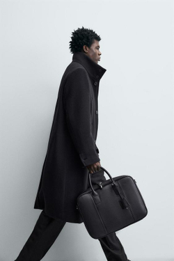 ZARA КОЖАНЫЙ ПОРТФЕЛЬ, ЧЕРНЫЙ