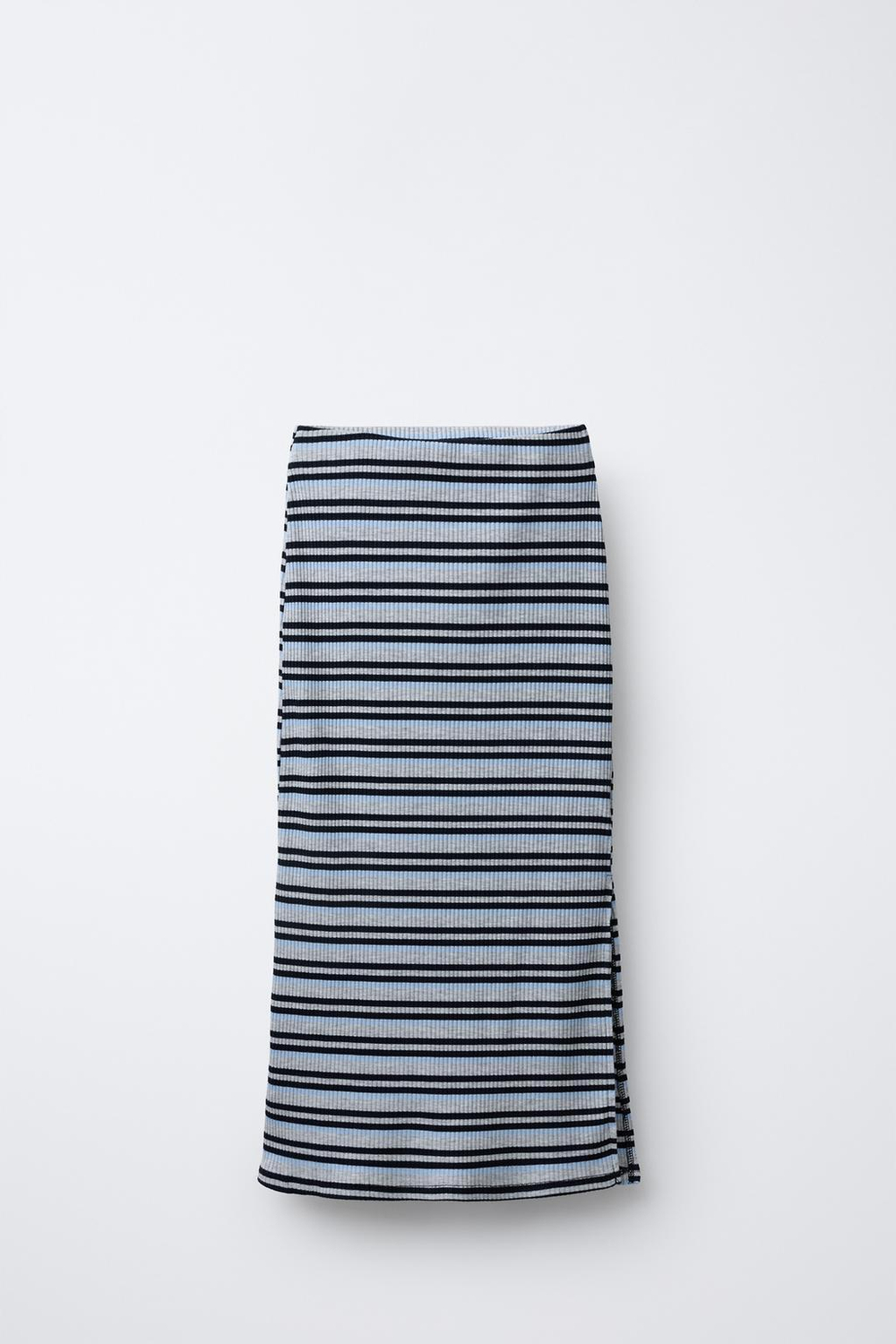 ZARA ЮБКА МИДИ В ПОЛОСКУ, СЕРЫЙ