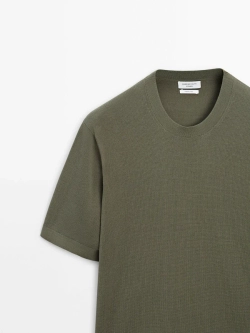 Massimo Dutti Трикотажная футболка с коротким рукавом - Studio, хаки