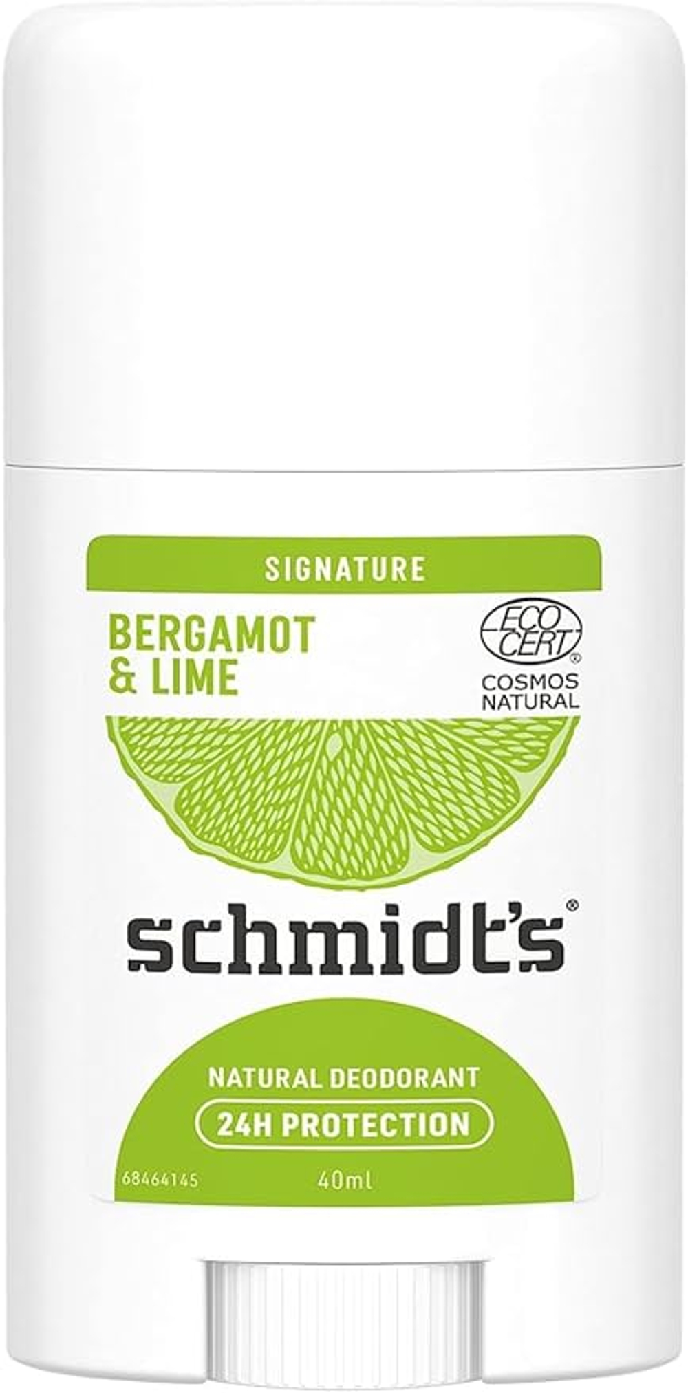 Натуральный дезодорант-стик Schmidt's с бергамотом и лаймом. Фирменный дезодорант-стик для длительной свежести, 1 x 40 мл.
