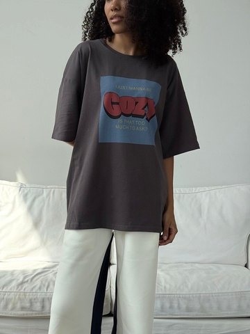 Графитовая футболка оверсайз Cozy