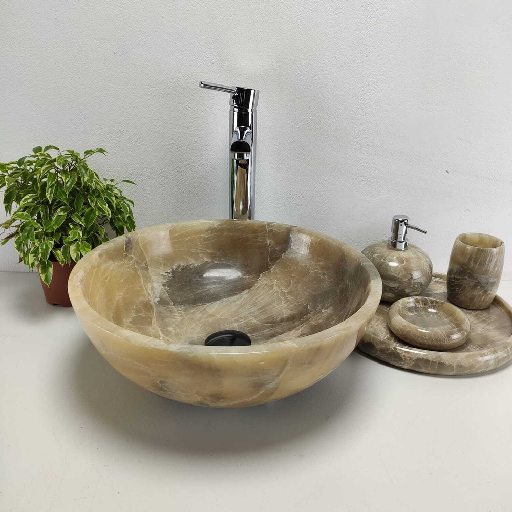 Раковина из оникса Bowl Grey Small TinLip BO-71033 40*40*15