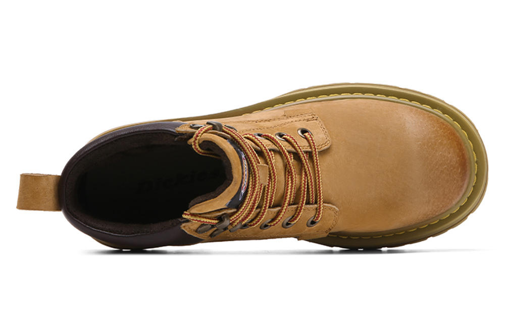 Dickies Minimalist Style Versatile Short Platform Combat Boots Women"s Earth Yellow