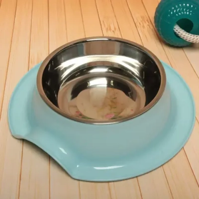 Миска металлическая «Колор-Примула» 250мл 21,5*5,5см на пластиковой подставке, цвет голубой