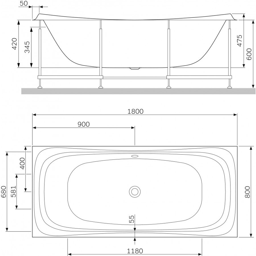 Акриловая ванна AM.PM Sensation (АМ.ПМ Сенсейшн) 180x80, W30A-180-080W-A