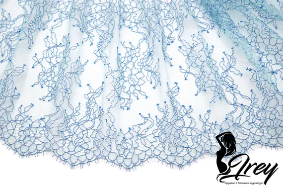 01-11 Изысканное кружево шантильи 23 см, голубой/бирюза
