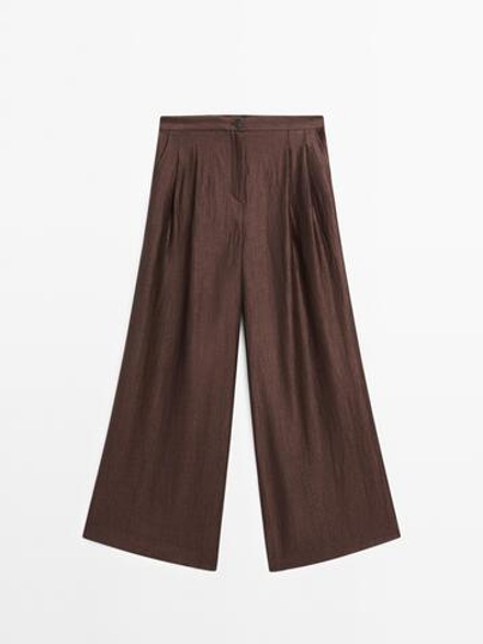 Massimo Dutti Широкие брюки, коричневый
