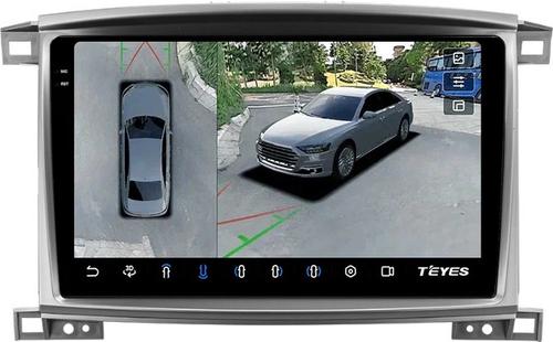Магнитола для Toyota Land Cruiser 100, Lexus LX470 2002-2007 (экран климата снизу) - Teyes CC3-2K-360 на Android 10, Быстрая, 2K QLED, CarPlay, 4G SIM-слот, 4 камеры в комплекте