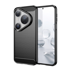 Мягкий защитный чехол с высокими бортиками для Huawei Pura 80 Pro, 80 Pro+ и 80 Ultra, серия Carbon (дизайн в стиле карбон)