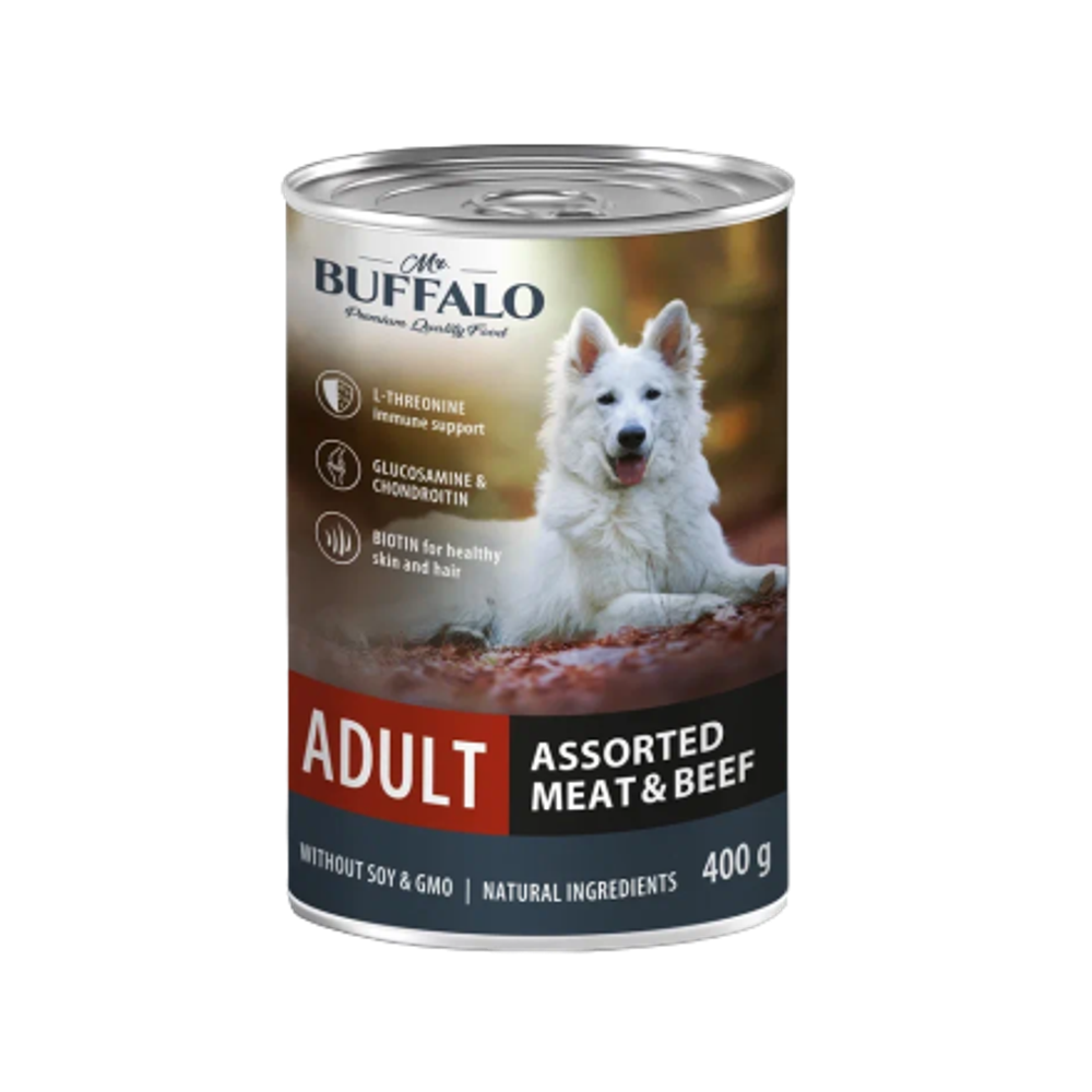 Mr.Buffalo 400г конс. Assorted Meat&amp;Beef Влажный корм для взрослых собак Ассорти с говядиной
