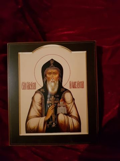 Икона святой Олег Брянский на дереве на левкасе (поясной)