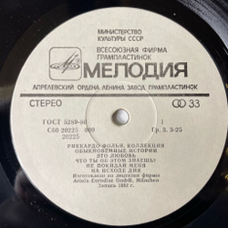 Винтажная виниловая пластинка LP Риккардо Фольи Riccardo Fogli Коллекция (СССР 1985)