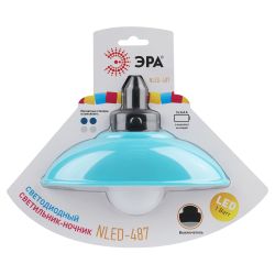 Ночник - светильник светодиодный ЭРА NLED-487-1W-SW-BU настенный на батарейках с выключателем голубой