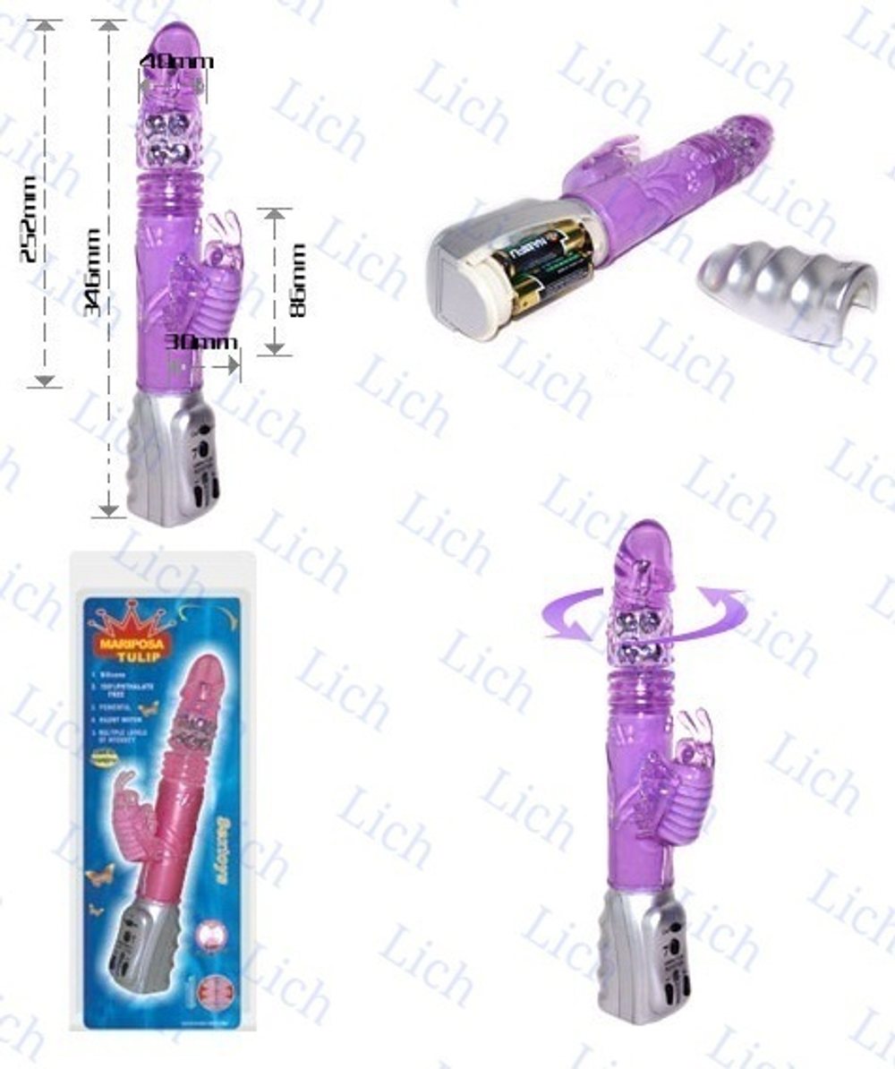 Вибромассажер с ротацией, поступательными движениями и стимуляцией клитора