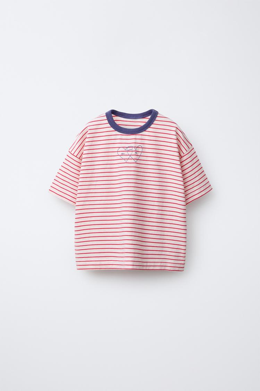 ZARA ФУТБОЛКА В ПОЛОСКУ ORFAYO ©, ЭКРЮ/КРАСНЫЙ