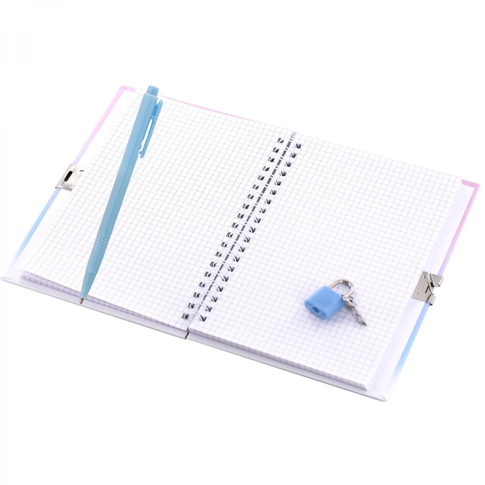 Блокнот в футляре 17,5 см * 19,5 см , гребень, Alingar, ламинация, ручка, замочек, 45 л., клетка, "Веселый дино", персиковый