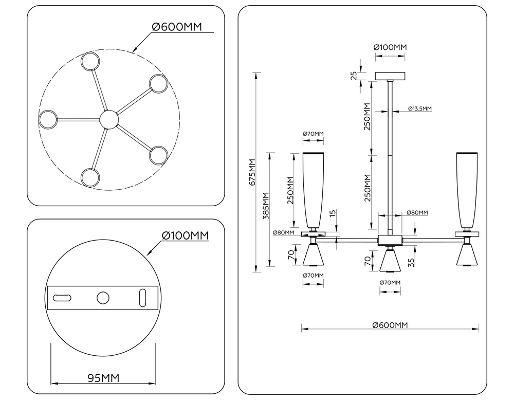 LH75371/5 GD/WH золото/белый G9*5 max 28W D600*675