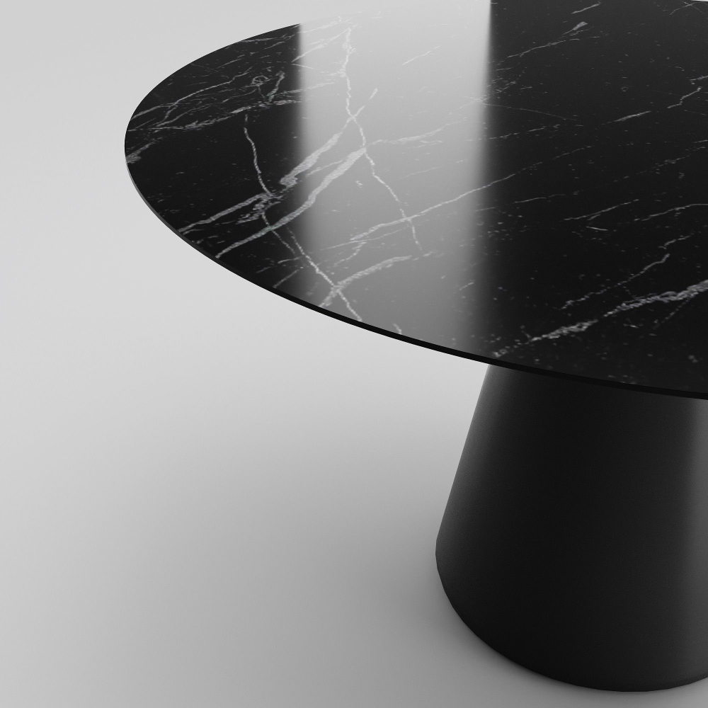 Стол круглый Ikon 120, керамика глянцевая, черная