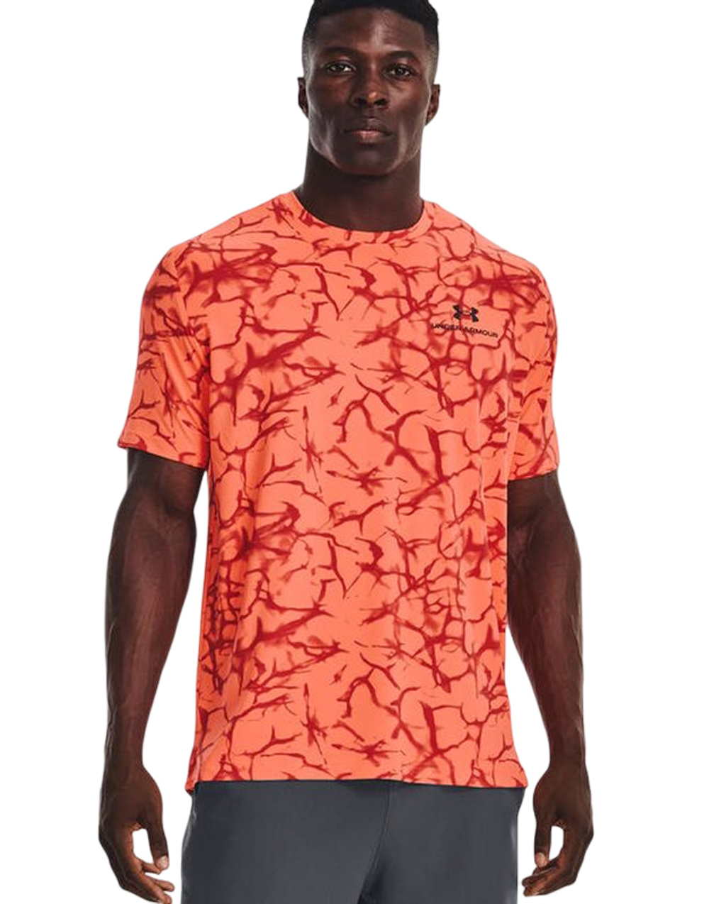 Футболка мужская теннисная Under Armour Men's UA RUSH Energy Print Short Sleeve - after burn/black