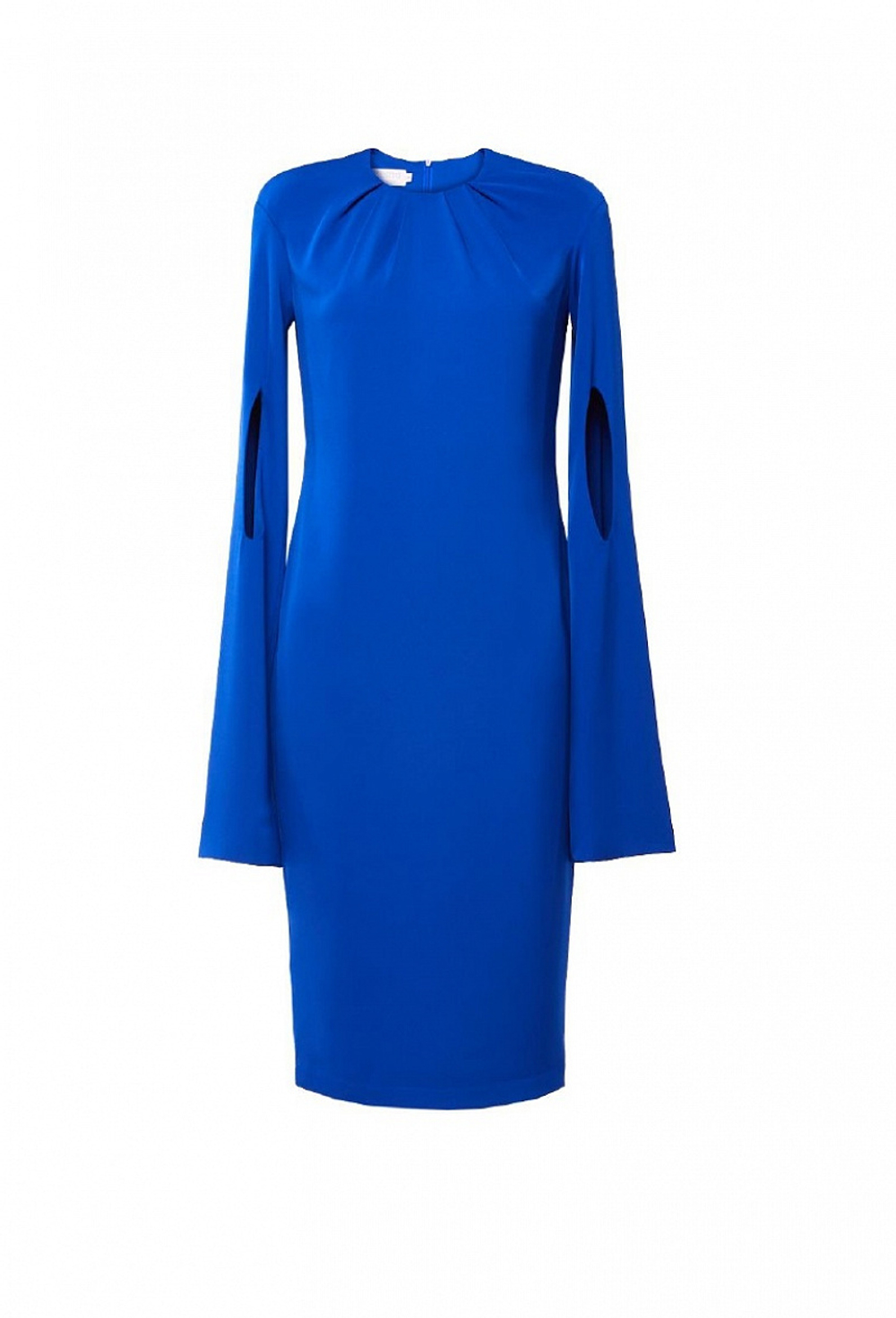 Платье прямого кроя со складками на горловине синее 20-01-19FW