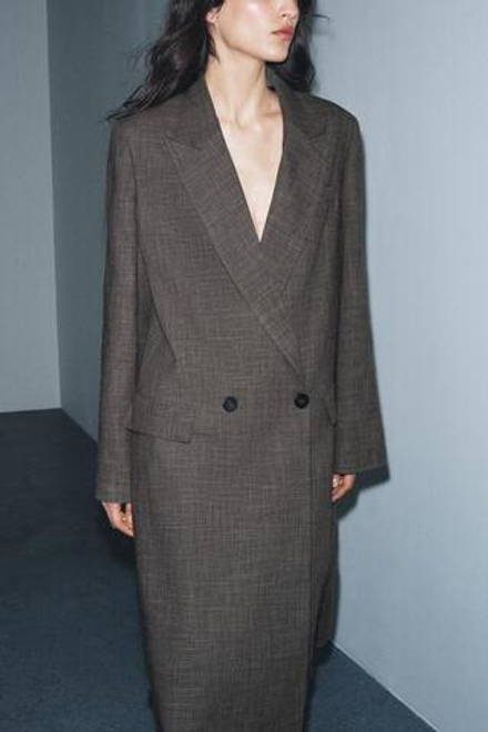 ZARA ДВУБОРТНОЕ КЛАССИЧЕСКОЕ ПАЛЬТО — ZW COLLECTION LIMITED EDITION, РЫЖЕВАТО-КОРИЧНЕВЫЙ