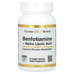 California Gold Nutrition, бенфотиамин, альфа-липоевая кислота и L-лейцин, 30 растительных капсул