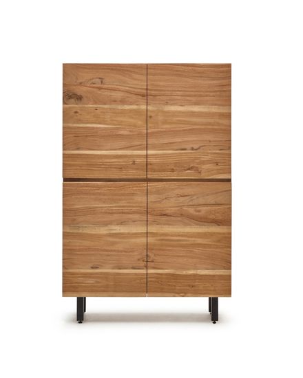 Буфет Uxue из массива акации с беленой отделкой и черной сталью 100 x 155