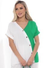 Блуза Игра цвета (бело-зеленая) Б10379 LT Collection