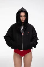 Худи Kraizy Stripes Zip Logo Heart черный