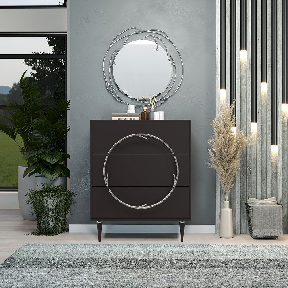 Комод Арт Колор matte Классик Сильвер с 3 ящиками Терпкий коричневый матовый