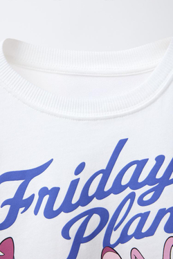 ZARA ФУТБОЛКА С ПРИНТОМ STITCH & ANGEL © DISNEY, БЕЛЫЙ