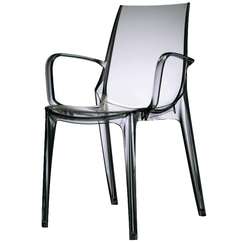 Стул с подлокотниками Vanity прозрачный серый