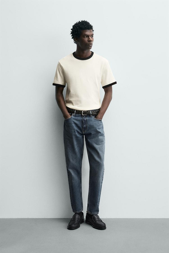 ZARA ДЖИНСЫ SLIM TAPERED FIT, СИНИЙ
