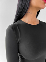 Платье 711 удлиненное однотонное с разрезом по ноге и прорезью для пальца