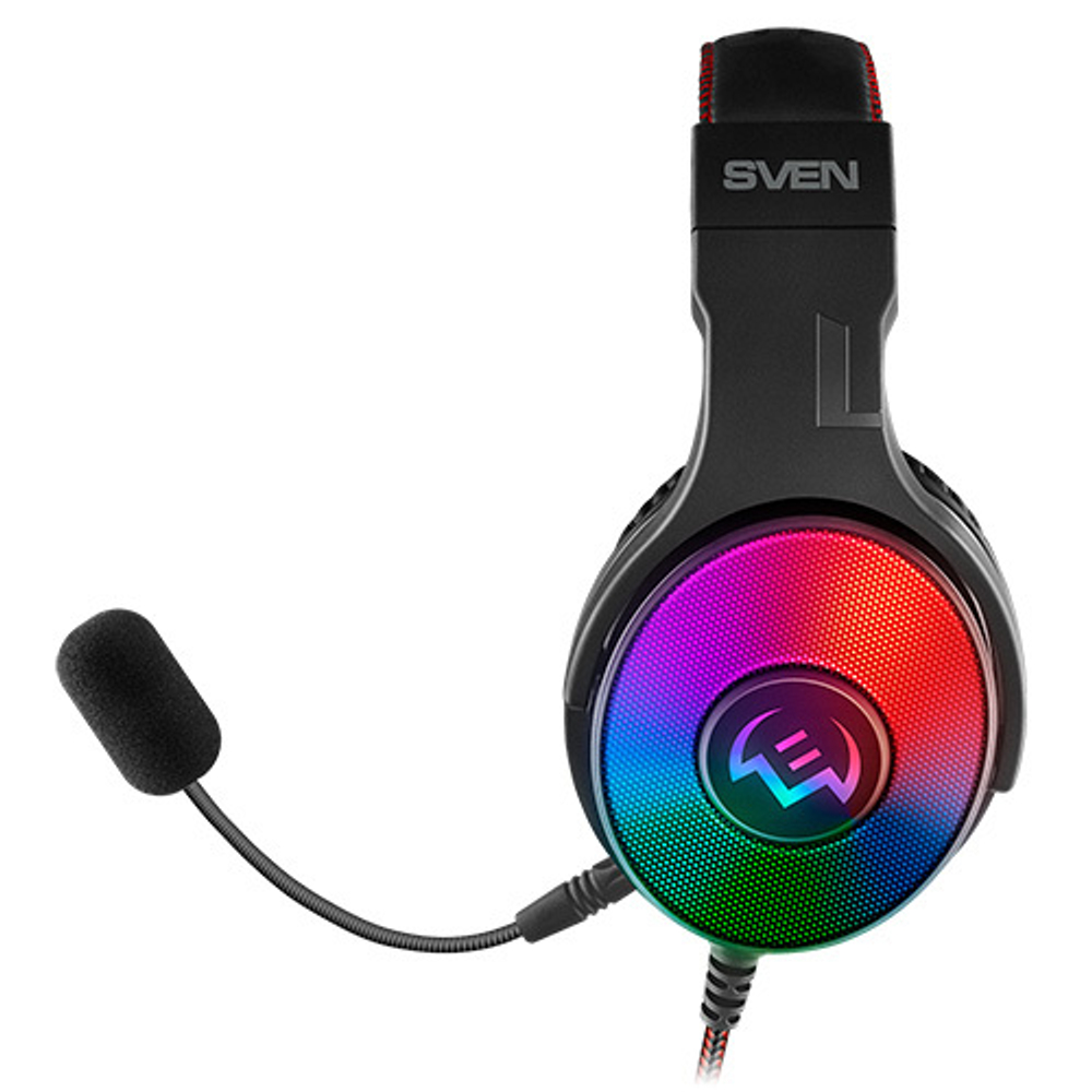 Игровые наушники с микрофоном SVEN AP-U1001MV, черный (USB, LED)
