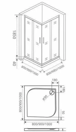 Душевой уголок Bas Infinity CR-80-C-CH 80*80*185 без поддона